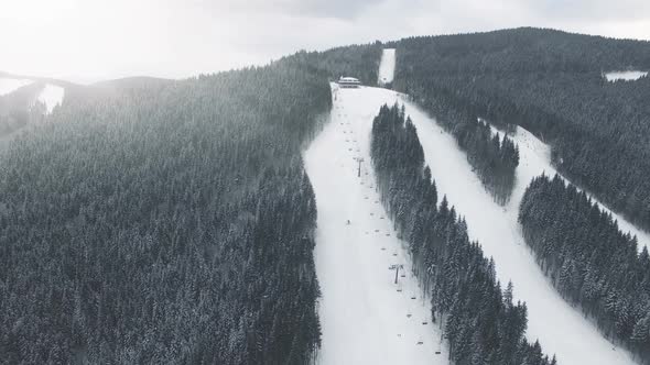 Aerial Drone View Holidays in Ski Resort Bukovel