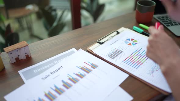 Businesswoman work at home to check company documents.  Executive manager corporate project strategy alt