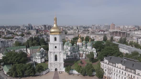 Kyiv. Ukraine: Saint Sophia's Cathedral in Kyiv. Aerial View, Flat, Gray alt