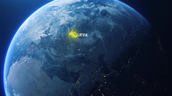 Earh Zoom In Space To Latvia Country Alpha Output
