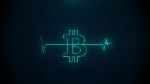 Medical Pulse Heart Beat Bitcoin Style on Monitor