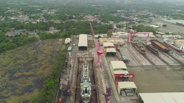 Shipyard with crane,Batangas, Philippines, Luzon alt