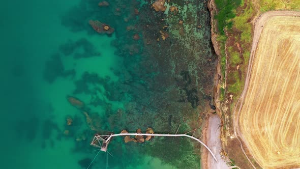 Aerial Top Down View of Tropical White Beach Blue and Green Seaocean Rocks alt