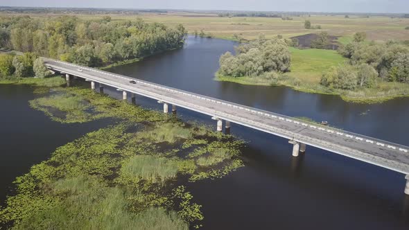 Auto Road Bridge Over Desna River in Chernihiv Region, Ukraine alt