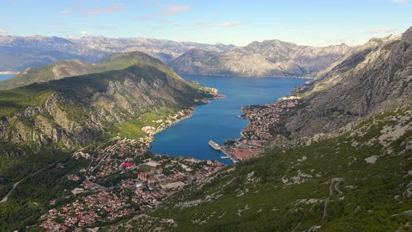 Aerial Shot of the City of Kotor in Montenegro alt