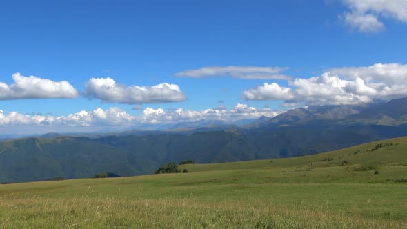View mountains scenes in national park Dombai, Caucasus