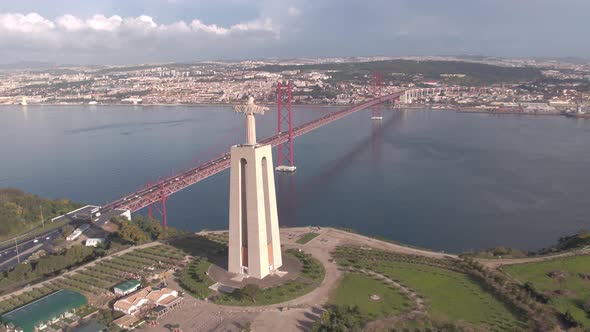 Aerial of Lisbon landmarks