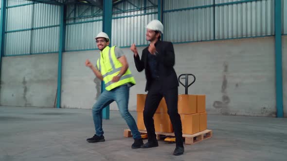 Funny Factory Workers Dance in the Factory alt