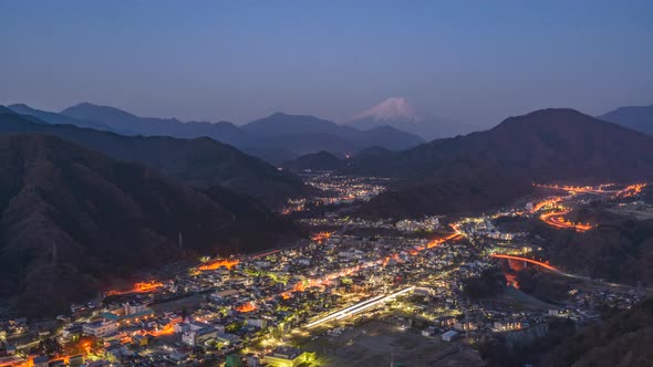 Otsuki, Japan with Mt. Fuji