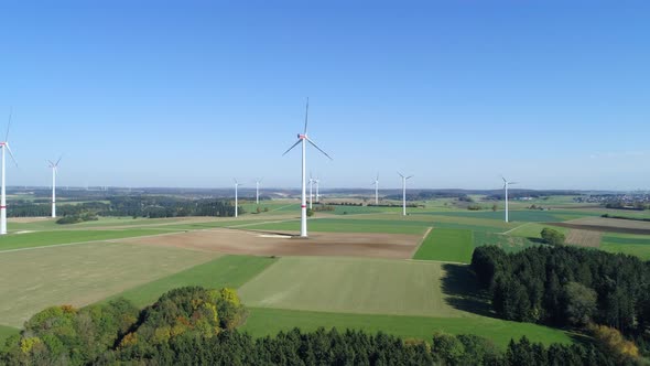 Aerial view of wind turbines, Swabian Alb, Germany alt