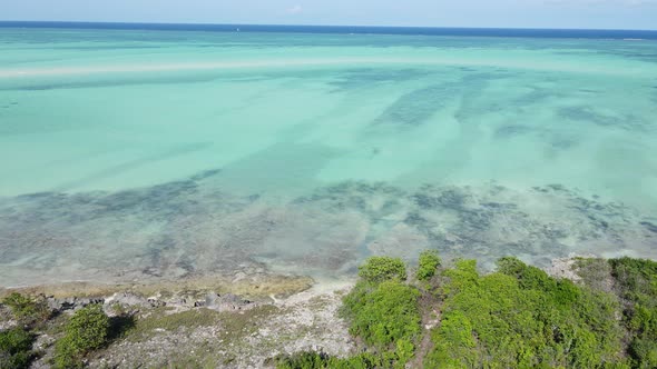 Zanzibar Tanzania  Aerial View of the Ocean Near the Shore of the Island Slow Motion alt