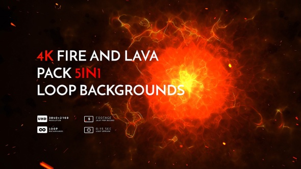 4K Fire And Lava Pack 5In1 Loop Backgrounds