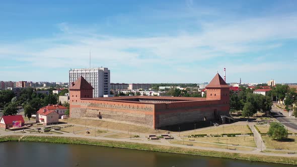 Bird's-eye View of the Medieval Lida Castle in Lida. Belarus. Castles of Europe alt