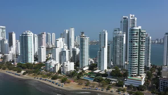 Aerial View of the Hotels and Tall Apartment Buildings Near the Caribbean Coast
