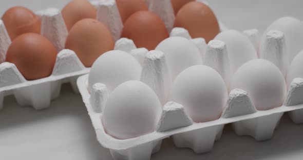 Pack of white and brown chicken egg