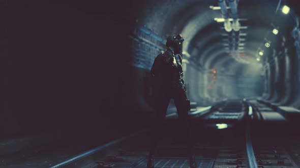 Postapocalyptic Woman in Subway Tonnel, Motion Graphics | VideoHive