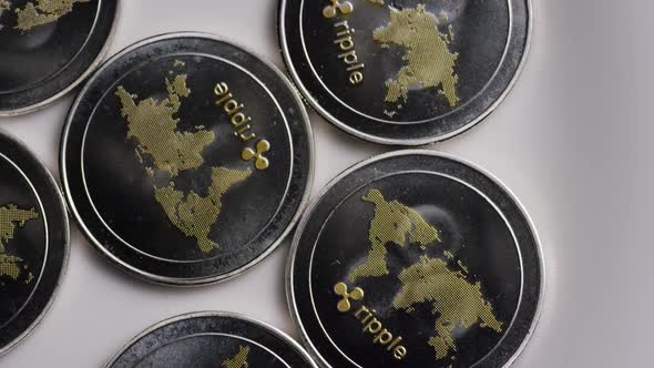 Rotating shot of Ripple Bitcoins  alt