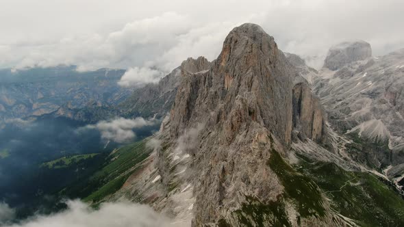 Aerial View of the The Rosengarten Group Dolomites Mountains Italy alt