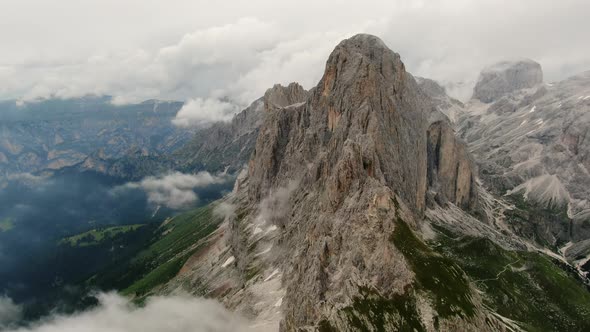 Aerial View of the The Rosengarten Group Dolomites Mountains Italy