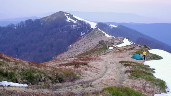 Tourist Near His Tent