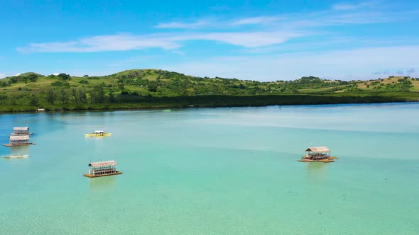 Manlawi Sandbar Floating Cottages in Caramoan Islands. alt