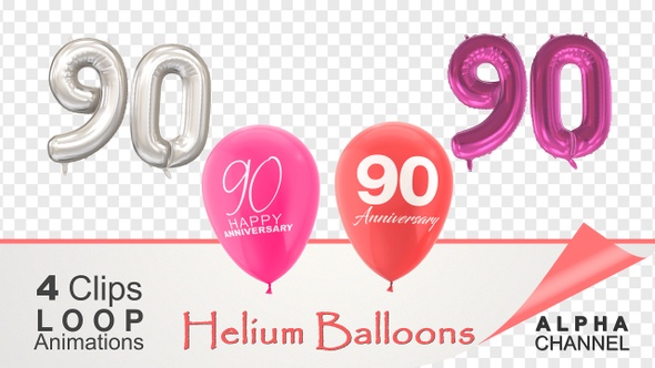 90 Anniversary Celebration Helium Balloons Pack