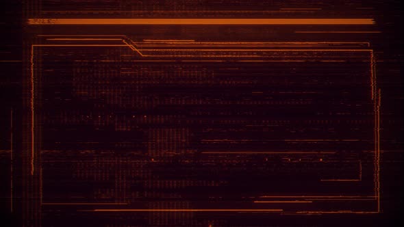 Abstract Orange Looping Display Background Dossier with Data and Screen Distortion