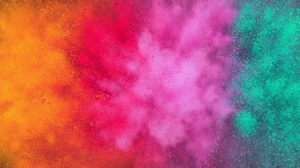 Super Slow Motion Shot of Color Powder Explosion Isolated on Black Background at 1000Fps. alt
