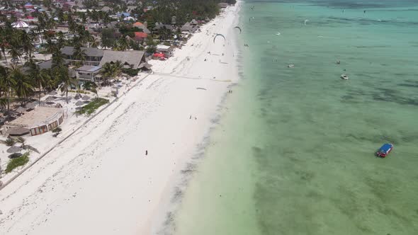 Zanzibar Tanzania  Kitesurfing Near the Shore Slow Motion alt