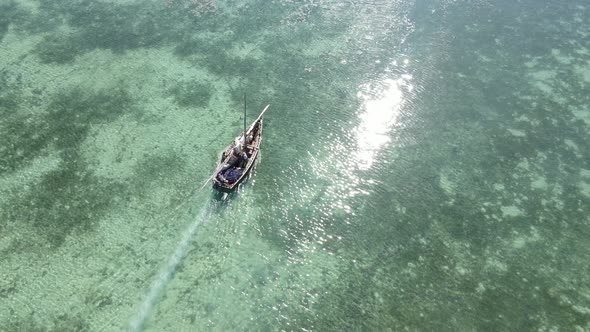 Boats in the Ocean Near the Coast of Zanzibar Tanzania Slow Motion alt