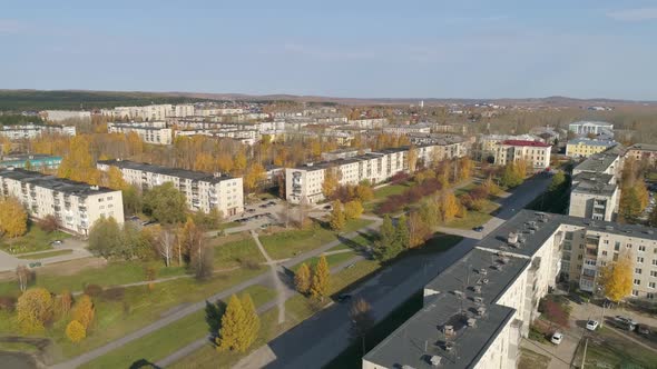 Aerial view of provincial autumn city  with five-story and nine-story houses 26 alt