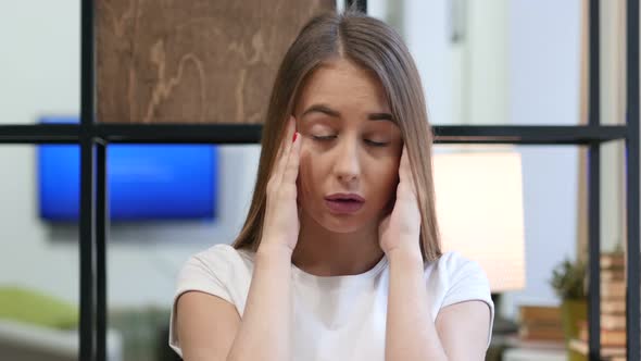 Headache, Upset Tense Young Girl alt