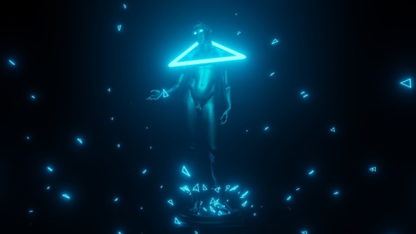 Vaporwave Statue and Neon Light