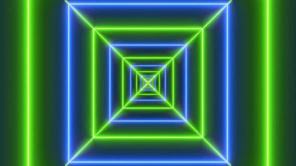 Blue Green Neon Light Square Tunnel Animated Background alt