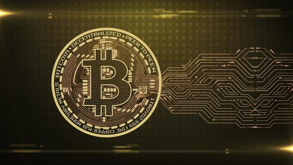 Bitcoin Cryptocurrency on Golden
