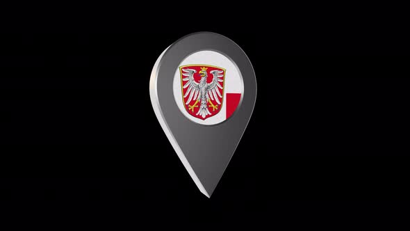 3d Animation Map Navigation Pointer With Flag Of Frankfurt (Germany) With Alpha Channel - 4K alt
