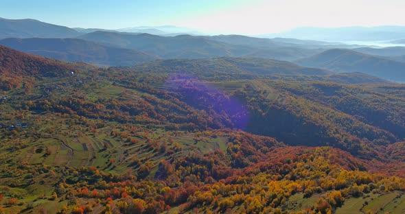 Forest Mountain Landscape Hiking Carpathians Mountains in the Morning Scenic Aerial View alt