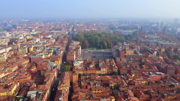 Aerial view around Parco della Montagnolathe, Bologna, Italy