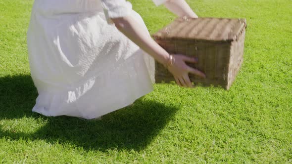 RED Camera Slow Motion Commercial Footage Fashionable Lady with Picnic Basket 6K alt