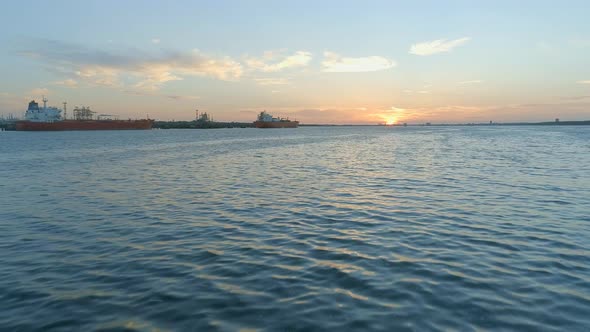 Sunset Flying Low Towards Southampton Docks alt