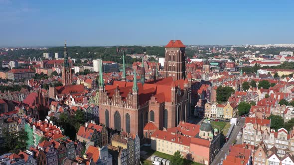  Aerial vew of Basilica of St. Mary in Gdansk, Poland