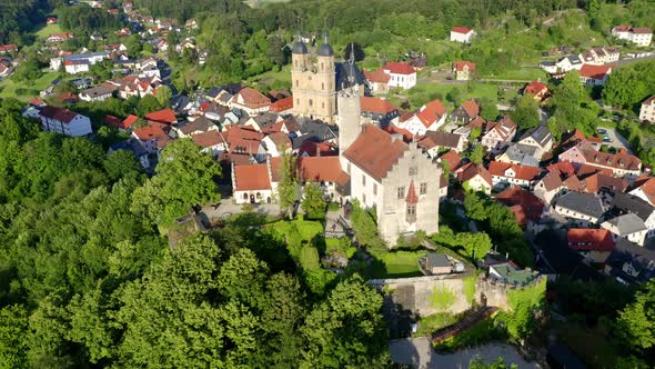 Goessweinstein with castle and basilica, Franconia, Germany alt