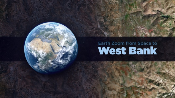 West Bank (Palestine) Earth Zoom to the City from Space