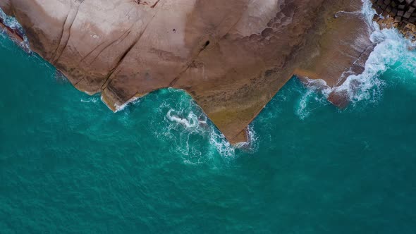 Top View of the Desert Stony Coast on the Atlantic Ocean alt