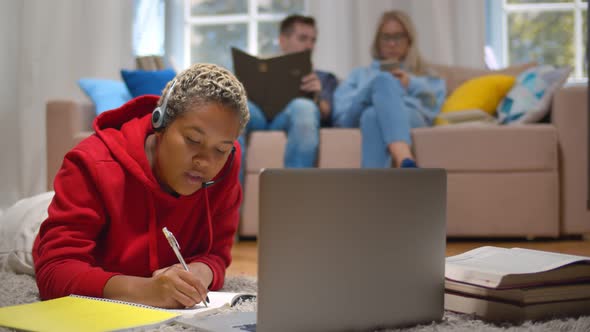 Students Living in College Dorm and Study Together in Common Living Room alt