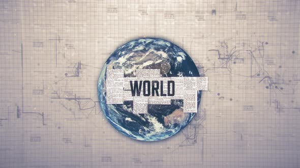 World Text Animation with Earth Background