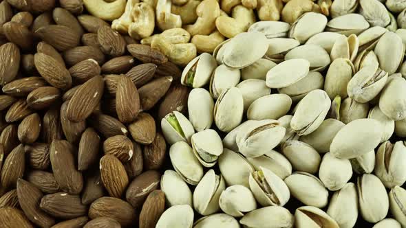 Rotating Nuts Almonds Hazelnuts And Cashews.