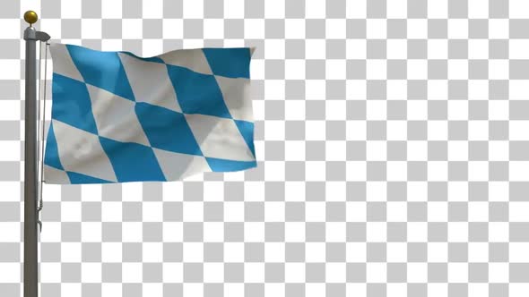 Bavaria Flag (Lozengy) on Flagpole with Alpha Channel - 4K alt