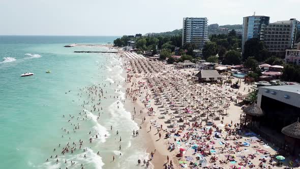 Aerial drone view of the bulgaria golden sands alt
