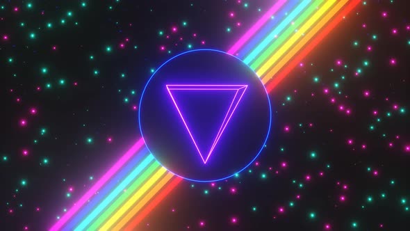 Multi-colored rainbow on a colorful background. Vintage seamless stylish 3d animation